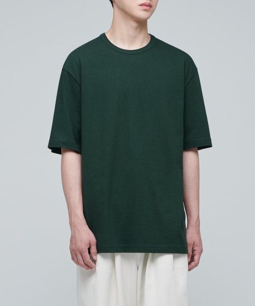 MUSINSA STANDARD Relaxed Fit Crew Neck T-Shirt [Deep Green] MM0TS4Z05-DE