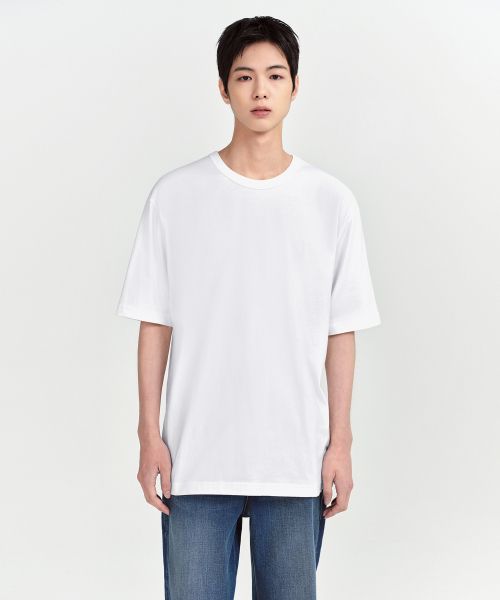 Lookbook MUSINSA STANDARD Relaxed Fit Crew Neck T-Shirt [White] MM0TS4Z05-WH