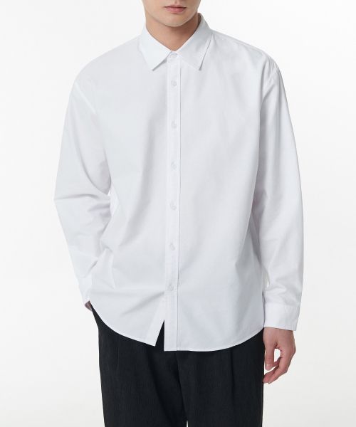 Musinsa Standard Relaxed Fit Oxford Shirt Non-Pocket [White] MMDSL4Z21-WH