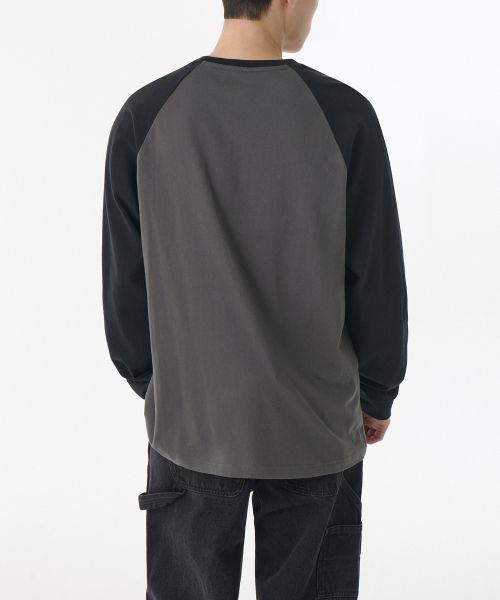 Order Musinsa Standard Relaxed Fit Raglan Long Sleeve T-Shirt [Gunmetal/Black] MMETL4Z04-Z3