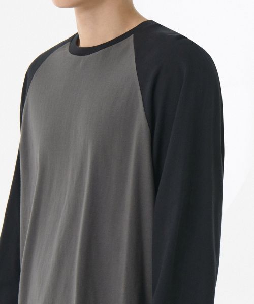 Purchase Musinsa Standard Relaxed Fit Raglan Long Sleeve T-Shirt [Gunmetal/Black] MMETL4Z04-Z3