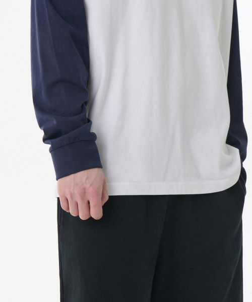 Details for Musinsa Standard Relaxed Fit Raglan Long Sleeve T-Shirt [White/Navy] MMETL4Z04-73
