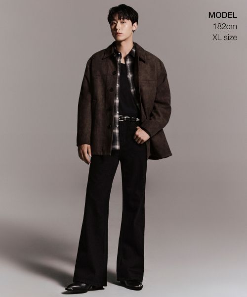 Order Musinsa Standard Relaxed Flannel Ombre Check Shirt [Black/Ivory] MMESL5C13-60