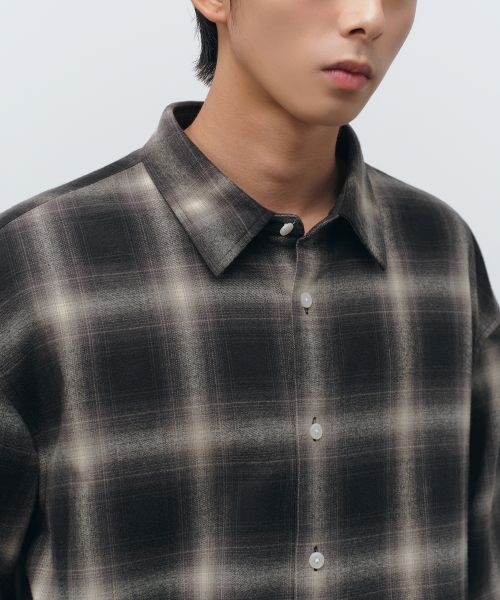 Purchase Musinsa Standard Relaxed Flannel Ombre Check Shirt [Black/Ivory] MMESL5C13-60