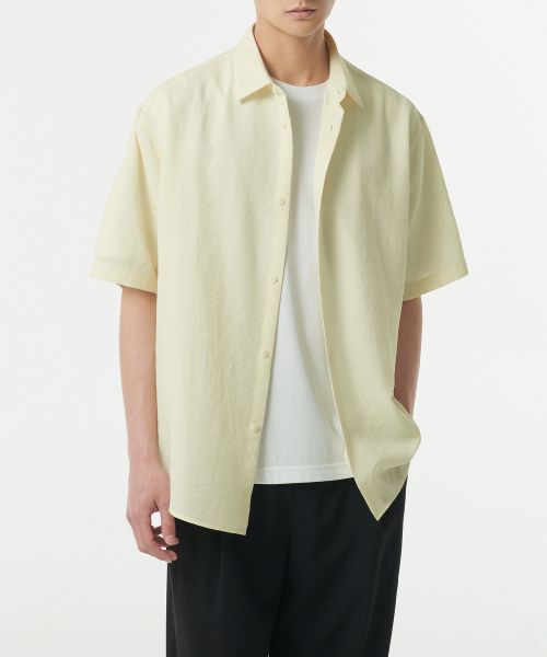 MUSINSA STANDARD Relaxed Linen-Like Short Sleeve Shirt [Lemon] MMCSS6Z05-LN