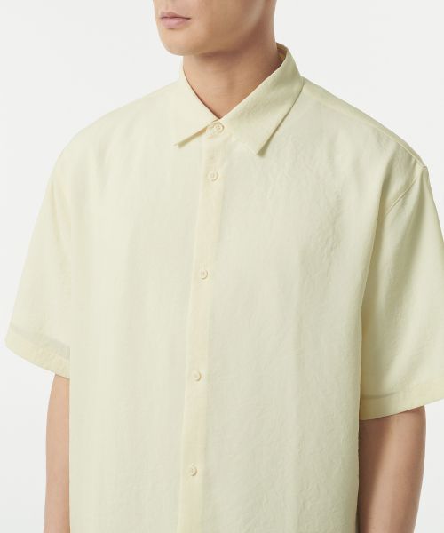 Shop MUSINSA STANDARD Relaxed Linen-Like Short Sleeve Shirt [Lemon] MMCSS6Z05-LN