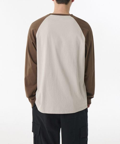 Order Musinsa Standard Kaos Raglan Lengan Panjang Relaxed Rib [Mushroom/Brown] MMETL4Z04-Z4