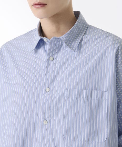 Purchase Musinsa Standard Relaxed Shadow Stripe Poplin Shirt [Sky Blue/Stripe] MMESL4Z22-N9