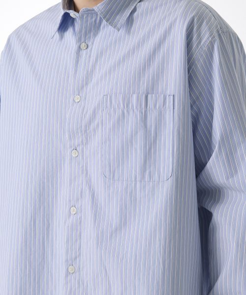 Details for Musinsa Standard Relaxed Shadow Stripe Poplin Shirt [Sky Blue/Stripe] MMESL4Z22-N9