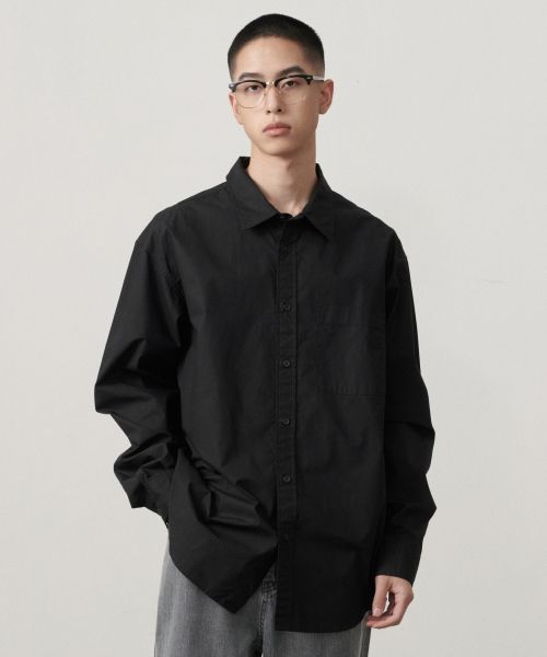 Musinsa Standard Relaxed Washed Poplin Shirt [Black] MMDSL4Z02-BK