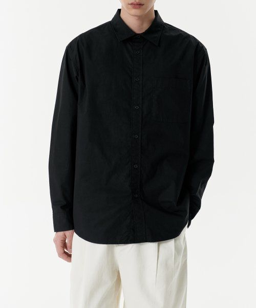 Lookbook Musinsa Standard Relaxed Washed Poplin Shirt [Black] MMDSL4Z02-BK
