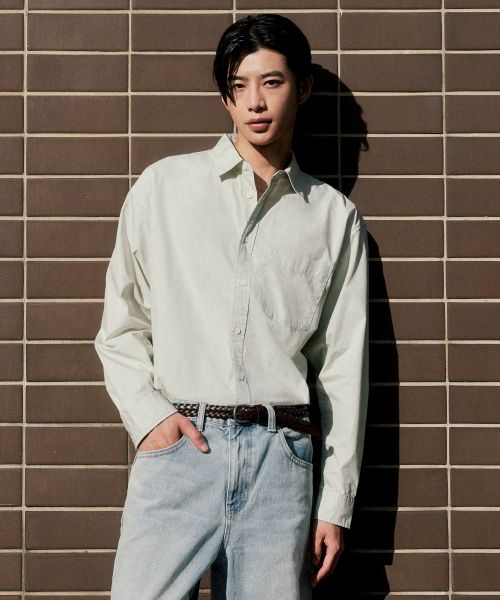 Musinsa Standard Relaxed Washed Poplin Shirt [Dusty Cream] MMDSL4Z02-UC