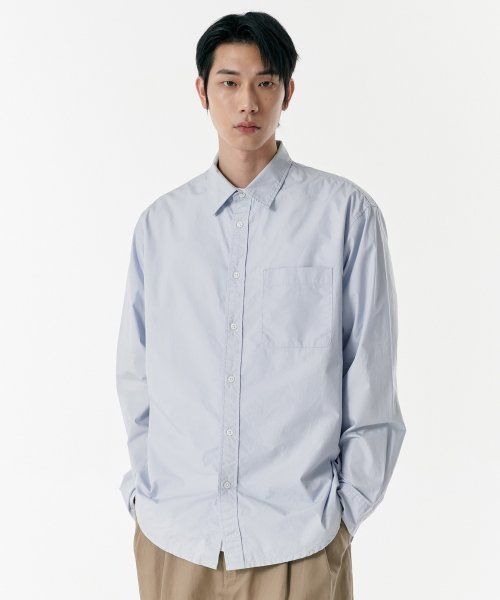 Musinsa Standard Relaxed Washed Poplin Shirt [Sky Blue] MMDSL4Z02-SB