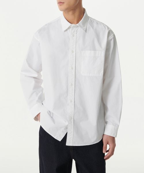 Order MUSINSA STANDARD Relaxed Washed Poplin Shirt [White] MMDSL4Z02-WH