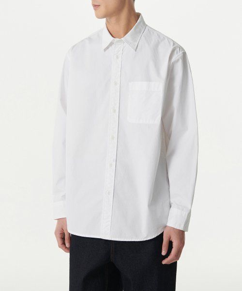 Lookbook MUSINSA STANDARD Relaxed Washed Poplin Shirt [White] MMDSL4Z02-WH