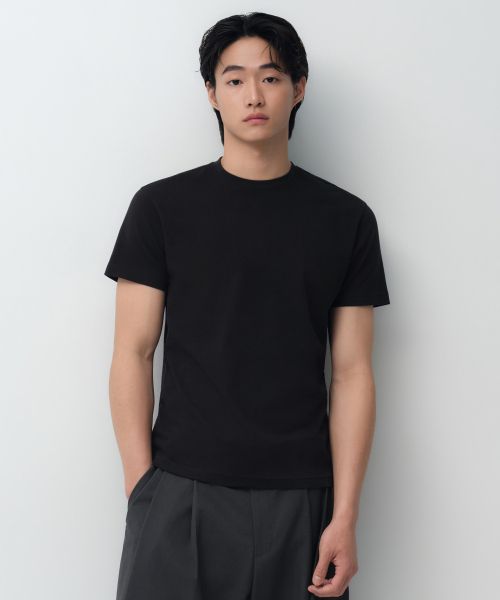 MUSINSA STANDARD Slim Crew Neck T-Shirt [Black] MMFTS4B20-BK
