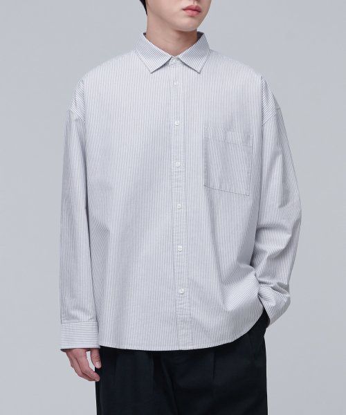 Order Kemeja Oxford Oversized Berjalur Musinsa Standard [Jalur Kelabu] MMASLAZ10-93