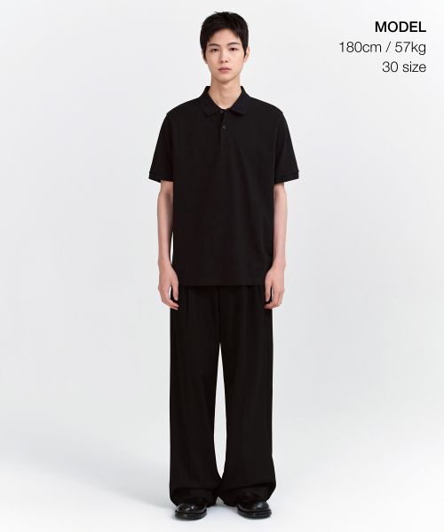Order MUSINSA STANDARD 超宽隐形松紧带休闲裤 [黑色] MMJPL3Z03-BK