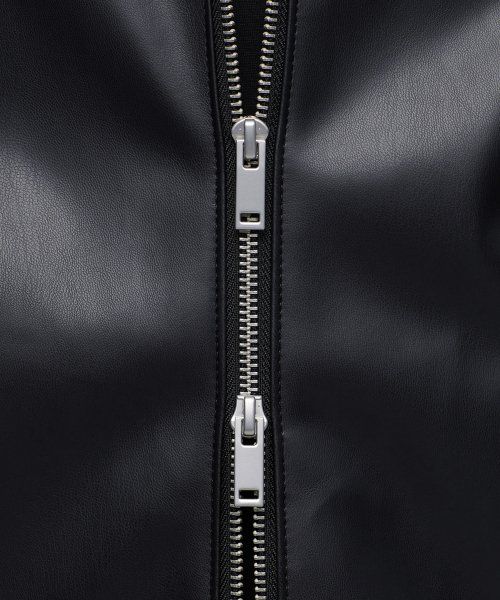 Sizing MUSINSA STANDARD 合成皮革特寬版單排扣夾克【黑色】 MMCLJ3Z11-BK