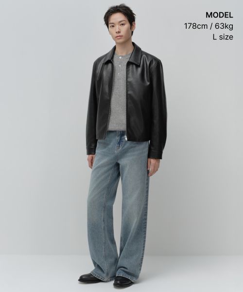 Shop MUSINSA STANDARD 人造皮革單排扣外套［黑色］ MMFLJ8C01-BK