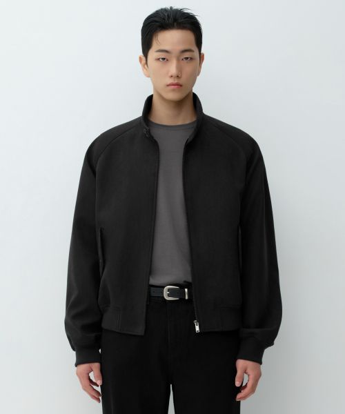 Musinsa Standard Synthetic Suede Harrington Jacket [Black] MMFLJ9B05-BK