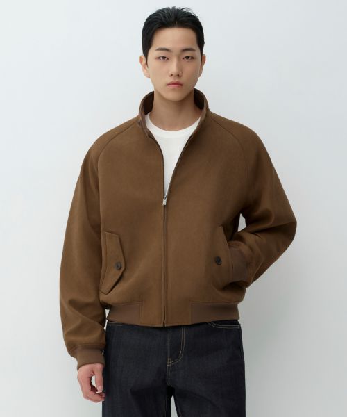 Lookbook MUSINSA STANDARD 合成麂皮哈靈頓外套［淺棕色］ MMFLJ9B05-LR