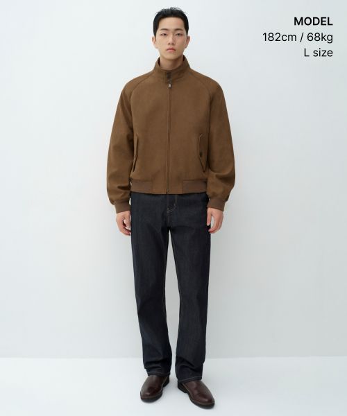Shop MUSINSA STANDARD 合成麂皮哈靈頓外套［淺棕色］ MMFLJ9B05-LR
