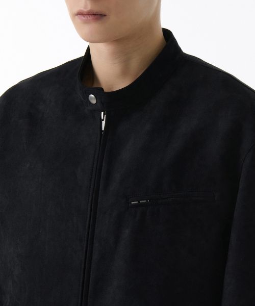 Lookbook MUSINSA STANDARD 合成麂皮赛车夹克 [黑色] MMELJ2Z03-BK