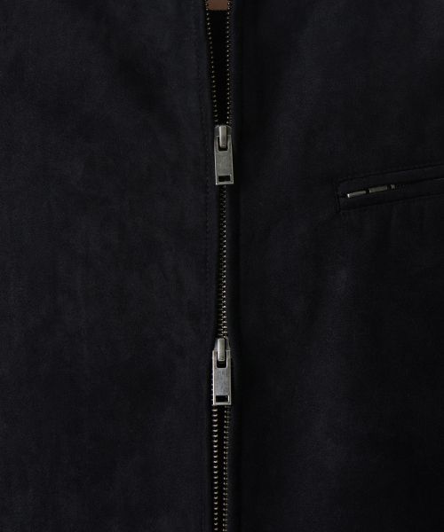Shop MUSINSA STANDARD 合成麂皮赛车夹克 [黑色] MMELJ2Z03-BK