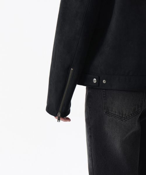 Sizing MUSINSA STANDARD 合成麂皮赛车夹克 [黑色] MMELJ2Z03-BK