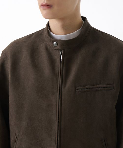 Lookbook MUSINSA STANDARD 合成麂皮赛车夹克 [棕色] MMELJ2Z03-BR