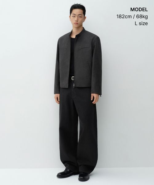 Order MUSINSA STANDARD 人造麂皮赛车夹克 [深灰色] MMELJ2Z03-DG