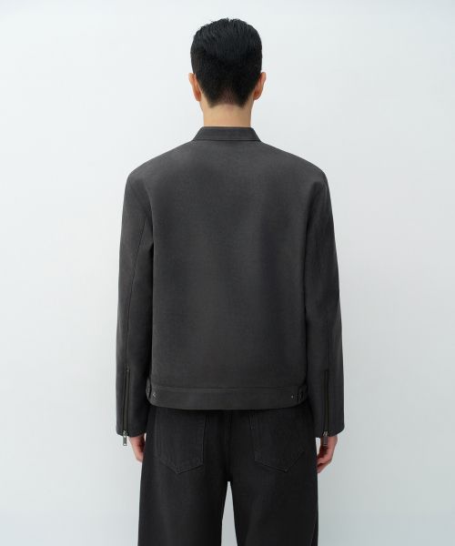 Lookbook MUSINSA STANDARD 人造麂皮赛车夹克 [深灰色] MMELJ2Z03-DG