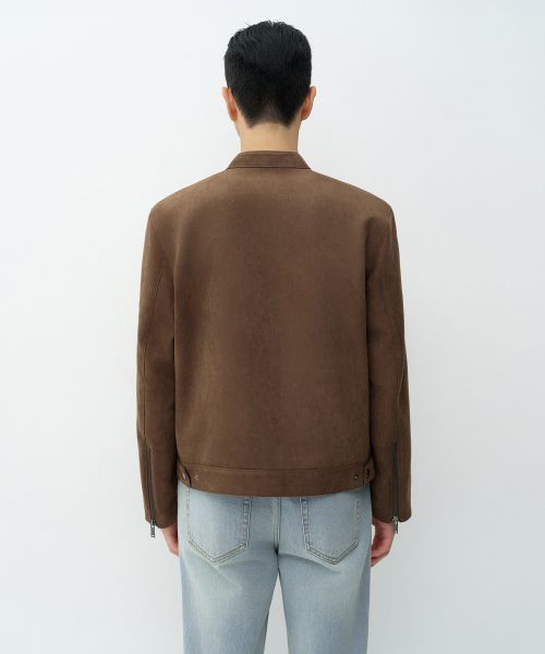 Lookbook MUSINSA STANDARD 合成麂皮赛车夹克 [浅棕色] MMELJ2Z03-LR