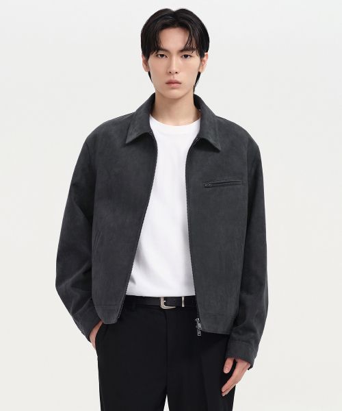 Musinsa Standard Synthetic Suede Work Jacket [Dark Gray] MMELJ3Z06-DG
