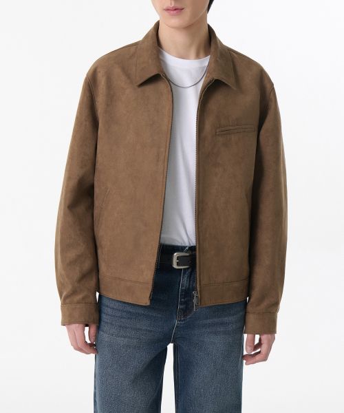 Musinsa Standard Synthetic Suede Work Jacket [Light Brown] MMELJ3Z06-LR