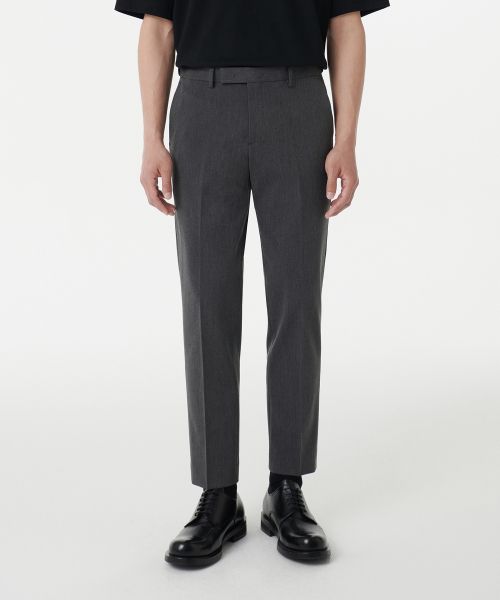 Musinsa Standard Tapered Hidden Banding Cropped Slacks [Medium Gray] MM0PL3Z01-MR