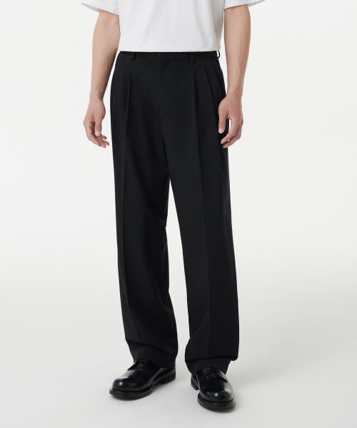 MUSINSA STANDARD Three Tuck Semi Balloon Slacks [Black] MMAPL3Z09-BK
