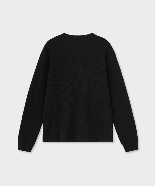Sizing MUSINSA STANDARD 華夫格亨利領長袖 T 恤【黑色】 MMFTL4B04-BK