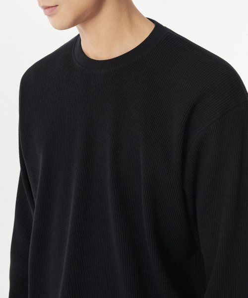 Purchase Musinsa Standard T-Shirt Waffle Leher Bulat Lengan Panjang Potongan Santai [Hitam] MMDTL4Z01-BK