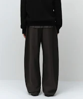 Lookbook ムシンサスタンダード ウィップコード カーブド 隠しウエストゴム スラックス ダークブラウン MMFPL9B42-DR