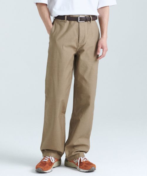 Musinsa Standard White Satin Officer Pants [Sand Beige] MMCPC9Z01-SE