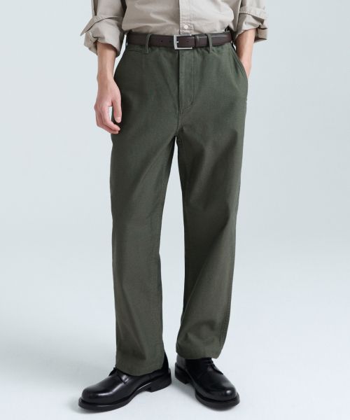 Musinsa Standard White Satin Tapered Officer Pants [Khaki] MMDPC3Z14-KH