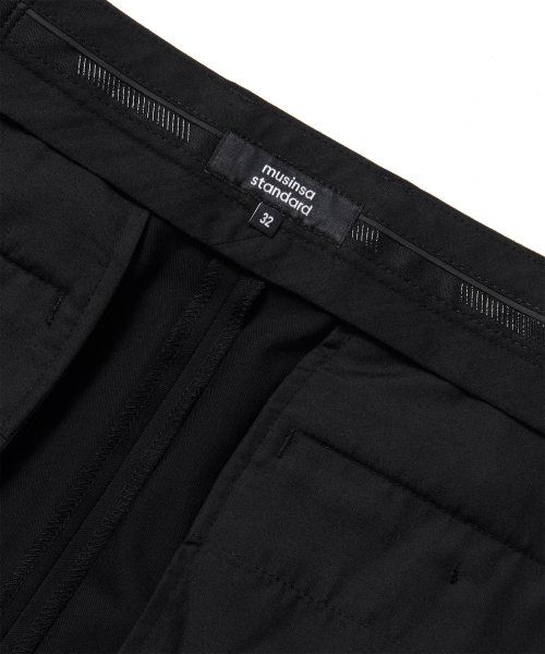 Cheap MUSINSA STANDARD 宽松隐藏束带九分裤 [黑色] MM0PS0Z36-BK