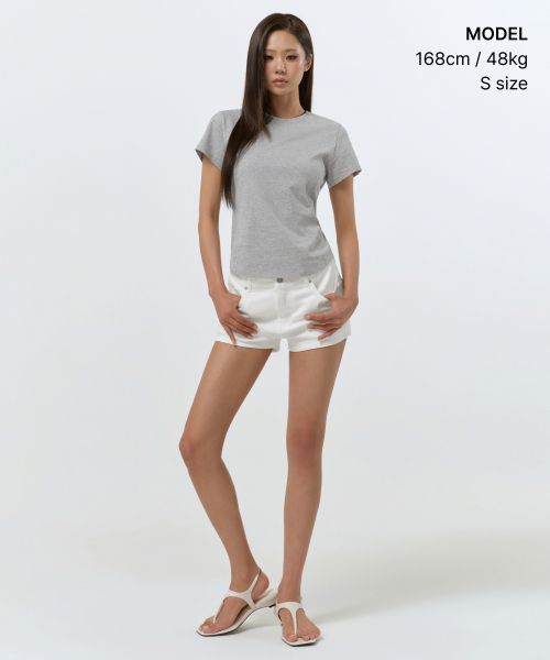 Order MUSINSA STANDARD WOMEN Round Hem T-Shirt [Medium Gray] MWFTS5C09-MR