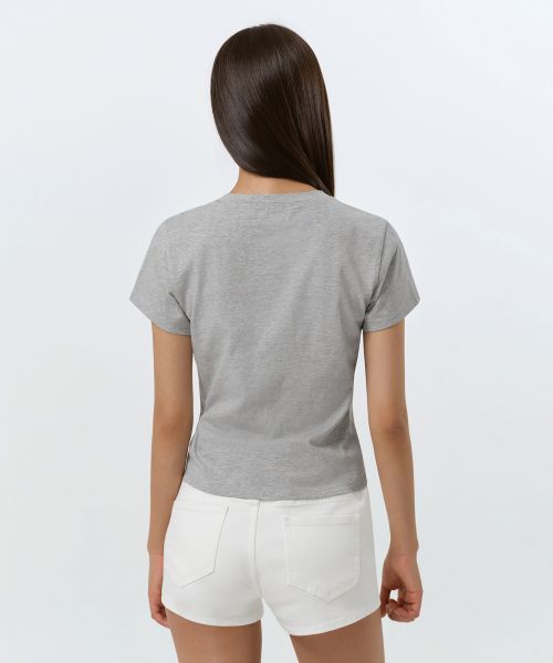 Lookbook MUSINSA STANDARD WOMEN Round Hem T-Shirt [Medium Gray] MWFTS5C09-MR