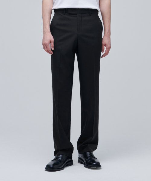 Musinsa Standard Wool Blend Semi-Wide Hidden Banding Slacks [Black] MMBPLAZ02-BK
