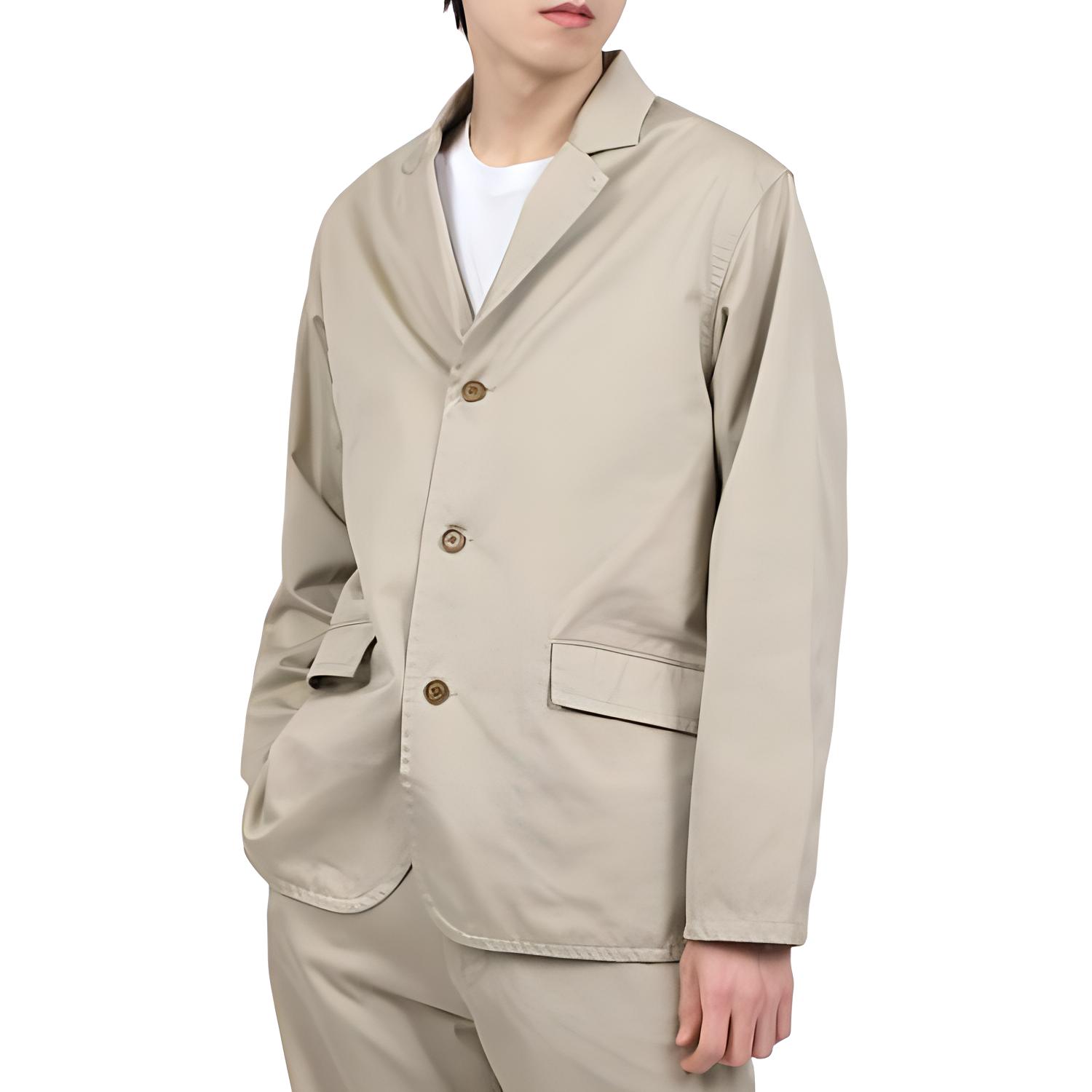 Nanamica  Khaki Single-Breasted Relaxed Fit Jacket Coat. SUAS401-KK