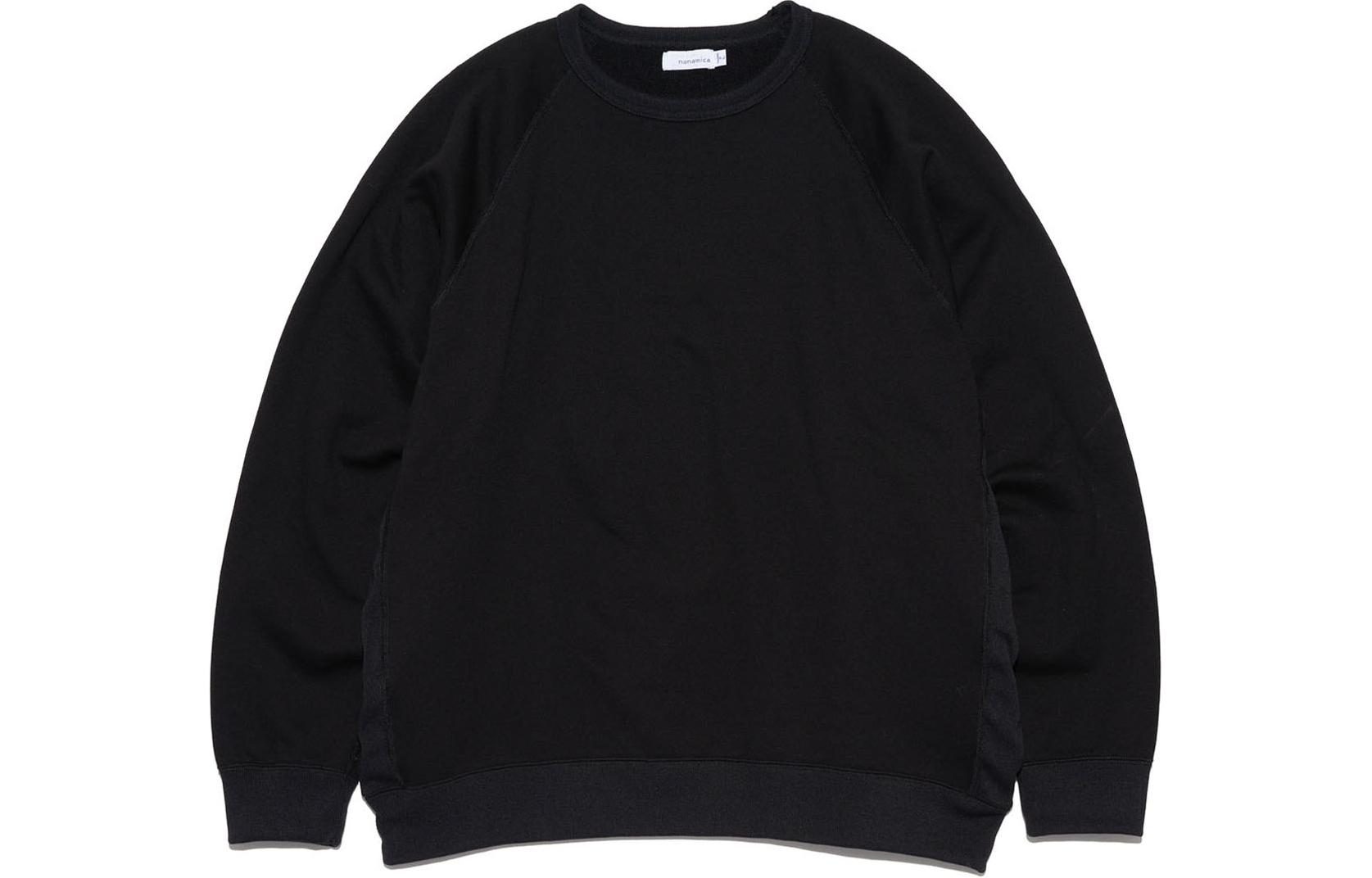 Nanamica Colorblock Crewneck Sweatshirt Unisex Black Long Sleeve Pullover Casual SUHF353-K