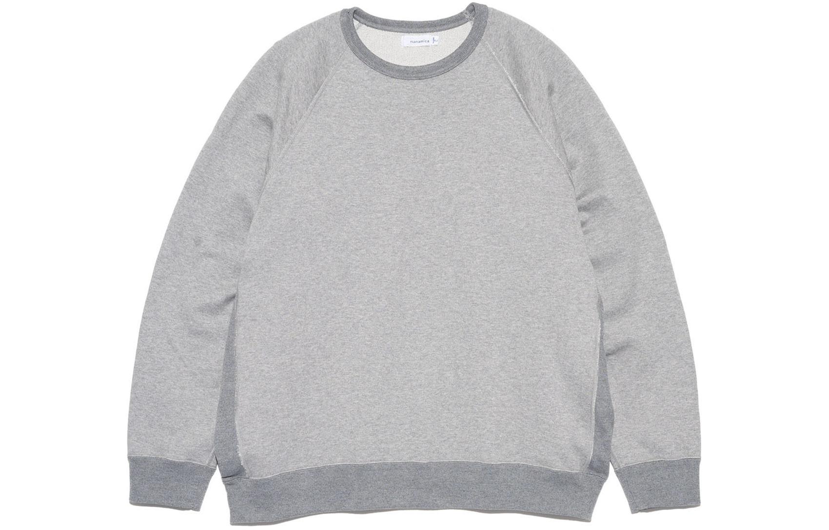 Nanamica Colorblock Crewneck Sweatshirt Unisex Gray Long Sleeve Pullover Casual SUHF353-HG